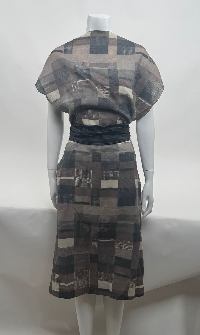 Marni NWT Organza Mocha Gray Patterned Pockets Dress Size 38 / US 2